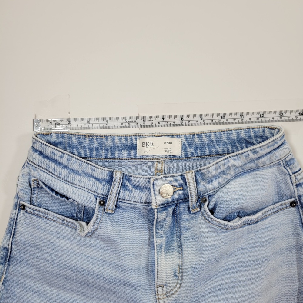 BKE Andi Wide Leg Jeans Womens 25x34 Blue Excellent Mid Rise Slim Fit Denim - Picture 3 of 11
